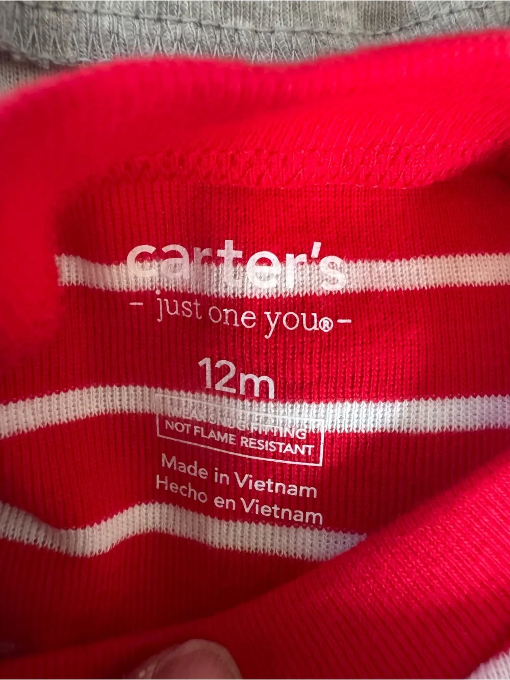 Carter's Red and Gray Santa Stripe Pajama Set 12M